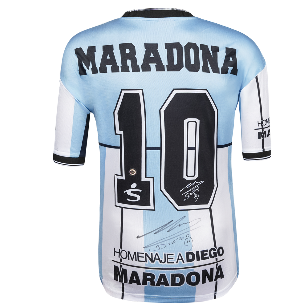 Diego Maradona 2001 Personally Signed Testimonial Argentina Home Shirt